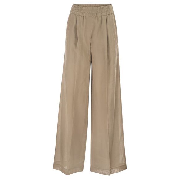 Brunello Cucinelli Women Loose Track Trousers In Cotton Organza